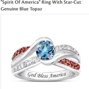 STERLING SILVER GOD BLESS AMERICA RING FROM THE BRADFORD EXCHANGE. Retail $89